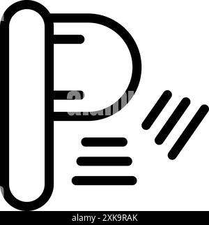 Parking sensor icon depicting a car using ultrasonic waves to determine the proximity of an object Stock Vector