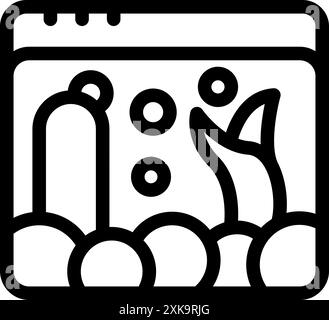 Simple line icon representing an aquarium online store selling exotic fish Stock Vector