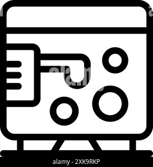 Line art icon of a diesel generator converting mechanical energy into electricity Stock Vector