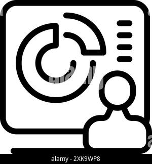 Businessman is analyzing financial statistics displayed on a digital dashboard, representing data analysis and business intelligence Stock Vector