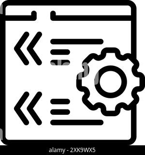 Gear icon is superimposed on a stylized web page, symbolizing website optimization and settings configuration Stock Vector