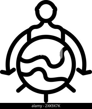 Businessman controlling world economy with arrows pointing downwards, symbolizing recession and economic downturn Stock Vector