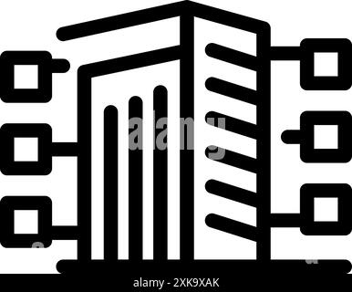 Decentralized server network is connecting to multiple devices, ensuring data redundancy and high availability Stock Vector