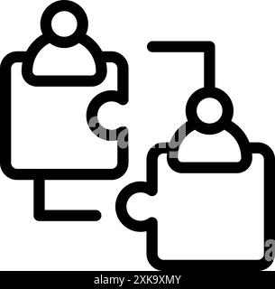 Two businessmen are connecting puzzle pieces, representing teamwork and partnership Stock Vector