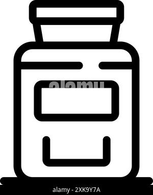 Simple line icon representing a container for protein powder or other bodybuilding supplements Stock Vector
