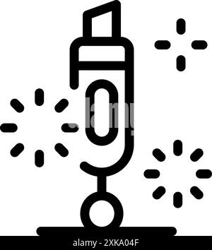 Line icon of a utility knife shining, representing its importance and usefulness Stock Vector