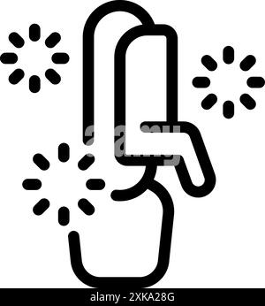 Welding torch producing sparks, simple black line icon on a white background Stock Vector