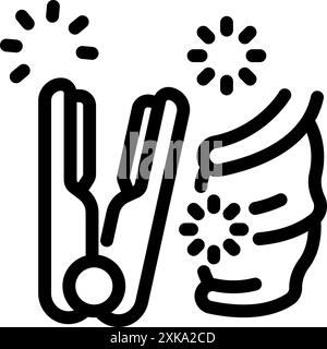 Hair straightener closing and making hair shiny, perfect for representing hairdressing Stock Vector