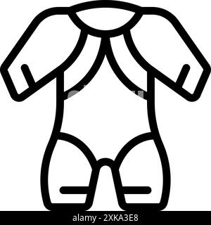 Line icon representing a protective wear suit, designed to ensure safety for workers operating in hazardous environments Stock Vector