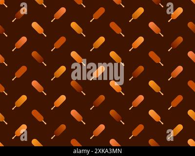 Chocolate ice cream on a stick seamless pattern. Gradient ice cream in chocolate coating on a stick. Design for covers, wallpapers, banners and poster Stock Vector