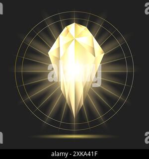 Magic crystal isolated on black background Stock Vector