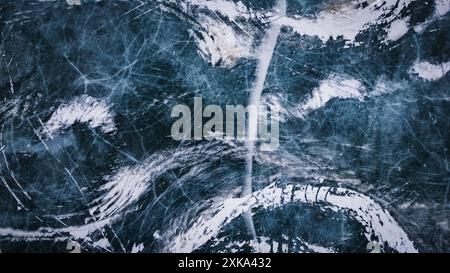 Aerial View of Cracks in Frozen Lake in Georgetown Colorado Stock Photo