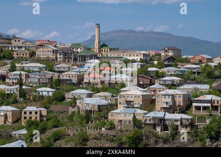 Sunny May day in the mountain village of Kubachi. The Republic of Dagestan. Russian Federation Stock Photo