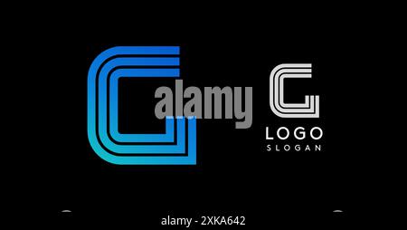 Abstract geometric letter C logo with gradient blue design for technology companies, corporate identities, creative businesses. Sleek stylish for web Stock Vector