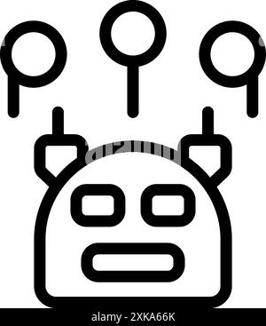 Adorable robot receiving signals through its antennas Stock Vector