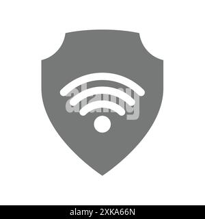 Safe and secured internet. Shield and wi fi vector icon. Stock Vector