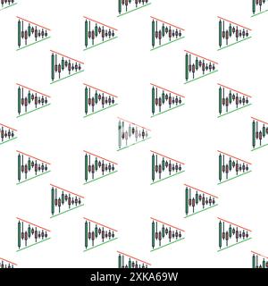 Candlestick chart Triangle figure vector Crypto Trading concept colored seamless pattern Stock Vector