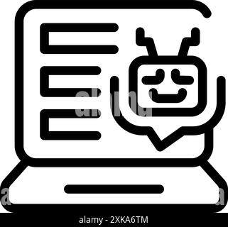 Friendly chatbot communicating on laptop screen, providing ai customer support Stock Vector