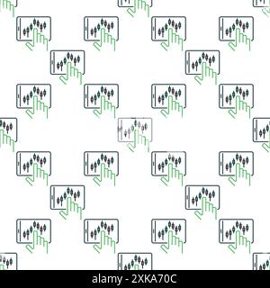 Candlestick Chart on Tablet Screen vector concept colored seamless pattern Stock Vector