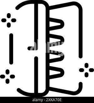 Line drawing of a car ice scraper removing ice from a windshield Stock Vector