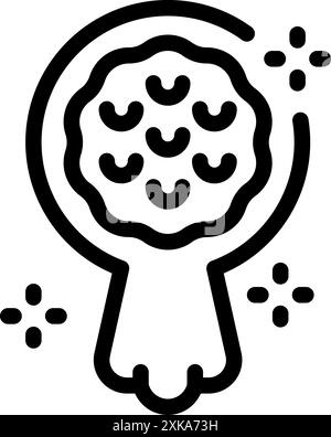 Line drawing of a pizza being served on a plate with a pizza peel, great for restaurant and food industry related designs Stock Vector