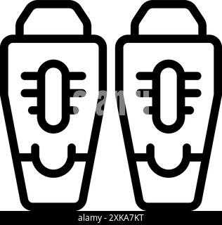 Line art icon illustration of a car keyless remote control system for locking and unlocking a vehicle Stock Vector