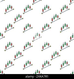 Crypto Trading Formation with Candlestick charts vector concept colored seamless pattern Stock Vector