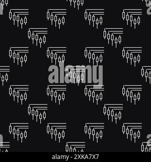 Crypto Trading vector Candlestick Chart concept seamless pattern in thin line style Stock Vector