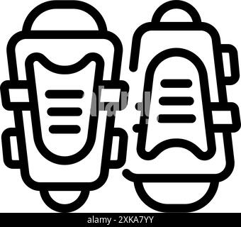 Black and white icon of a pair of football shin pads protecting a player from injuries during the game Stock Vector