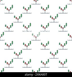 Hammer Candlestick vector concept colored seamless pattern Stock Vector