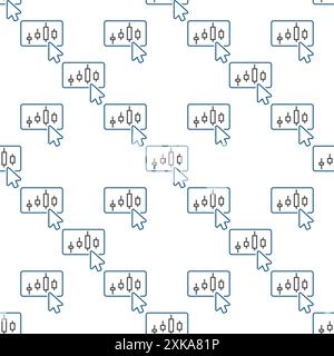 Mouse cursor on Candlestick Chart vector concept outline seamless pattern Stock Vector