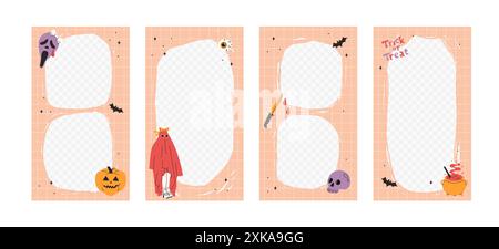 Happy Halloween stories template for phone photo Stock Vector