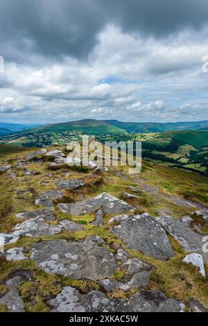 The summit of the Sugar Loaf Mountain, Abergavenny, Monmouthshire, Wales Stock Photo