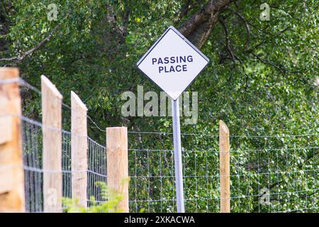 Passing Place Sign, Scotland,UK. Stock Photo