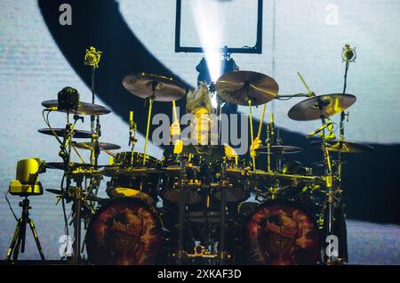 Scott Travis of Judas Priest performing at Release Athens Festival in Plateia Nerou / Greece, July 2024 Stock Photo