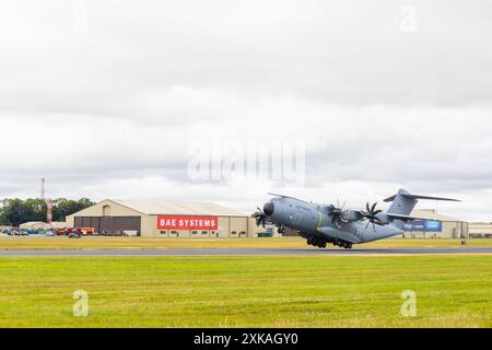 Fairford, UK. 21 JUL, 2024. German Airfoce A400M as thousands decended on the Royal International Air Tattoo (RIAT), one of the worlds largest airshows with over 200 planes on the USAF RAF Fairford site with multiple flying displays. Credit Milo Chandler/Alamy Live News Stock Photo