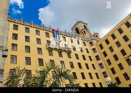 The Hotel Nacional de Cuba, a historic Spanish eclectic style hotel in Havana, located on the sea front of Vedado district Stock Photo