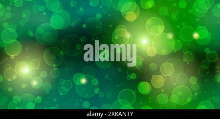 Luxury sparkle green royal gradient seamless bg with bubble pattern. Fancy jade wallpaper with bokeh effect. Abstract vector gradient mesh illustratio Stock Vector
