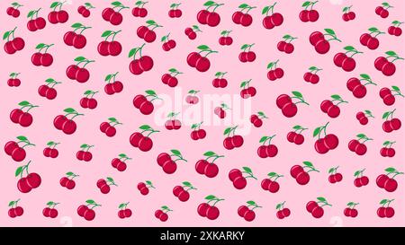 Cherries on a light pastel red background. Vector illustration Stock Vector