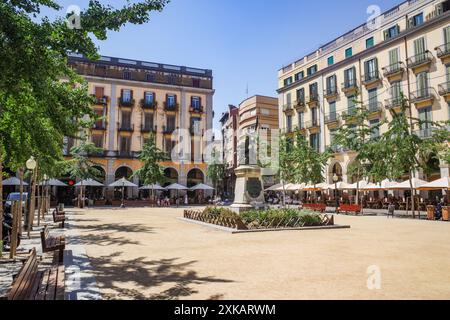 Girona, Spain - 18 July, 2024: Independence Square in Girona, Catalonia Stock Photo