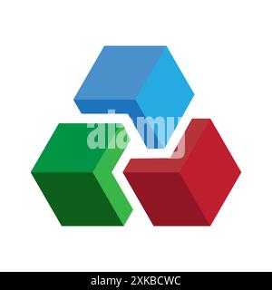 Colorful cube shapes. Geometric vector design. Abstract 3D illustration. Multicolor block icons. Stock Vector