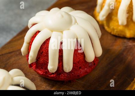 Homemade Sweet Mini Bundt Cakes with Buttercream Frosting Stock Photo