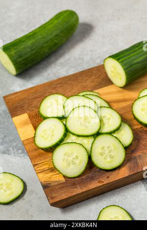 Cold Organic Green Cucumber Slices Ready to Eat Stock Photo