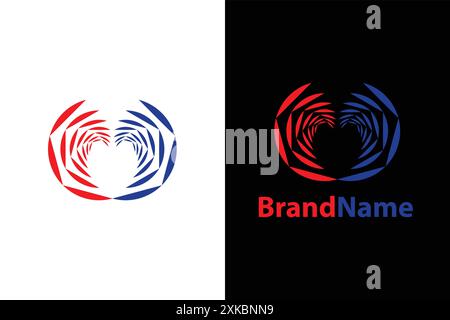 Heart Shape Waves Logo Design. Abstract logo design template. Corporate identity design element. Vector illustration. Stock Vector