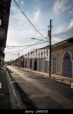 Colourful colonial style street in the city centre of Granada, Nicaragua Stock Photo