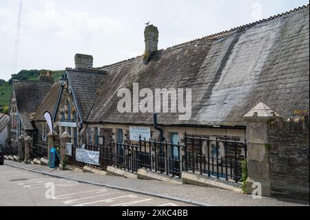 Exterior of The Old School Hotel a hotel bar and restaurant on Fore Street Port Isaac Cornwall England UK Stock Photo