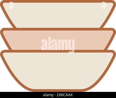 Stack of bowls plates line icon. Vector Illustration. Stock Vector