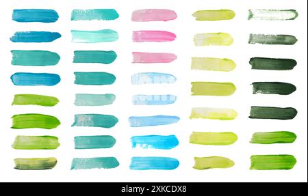 Vector Set Of Watercolor Samples In Various Colors Represents My Image Stock Vector