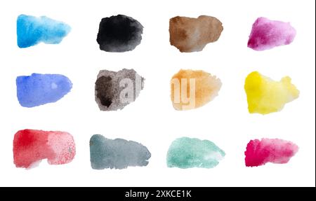 Vector Set Of Watercolor Spots In Different Colors Enhances The Image Stock Vector