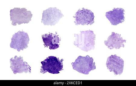 Vector Set Of Watercolor Purple Samples Shapes My Image Stock Vector